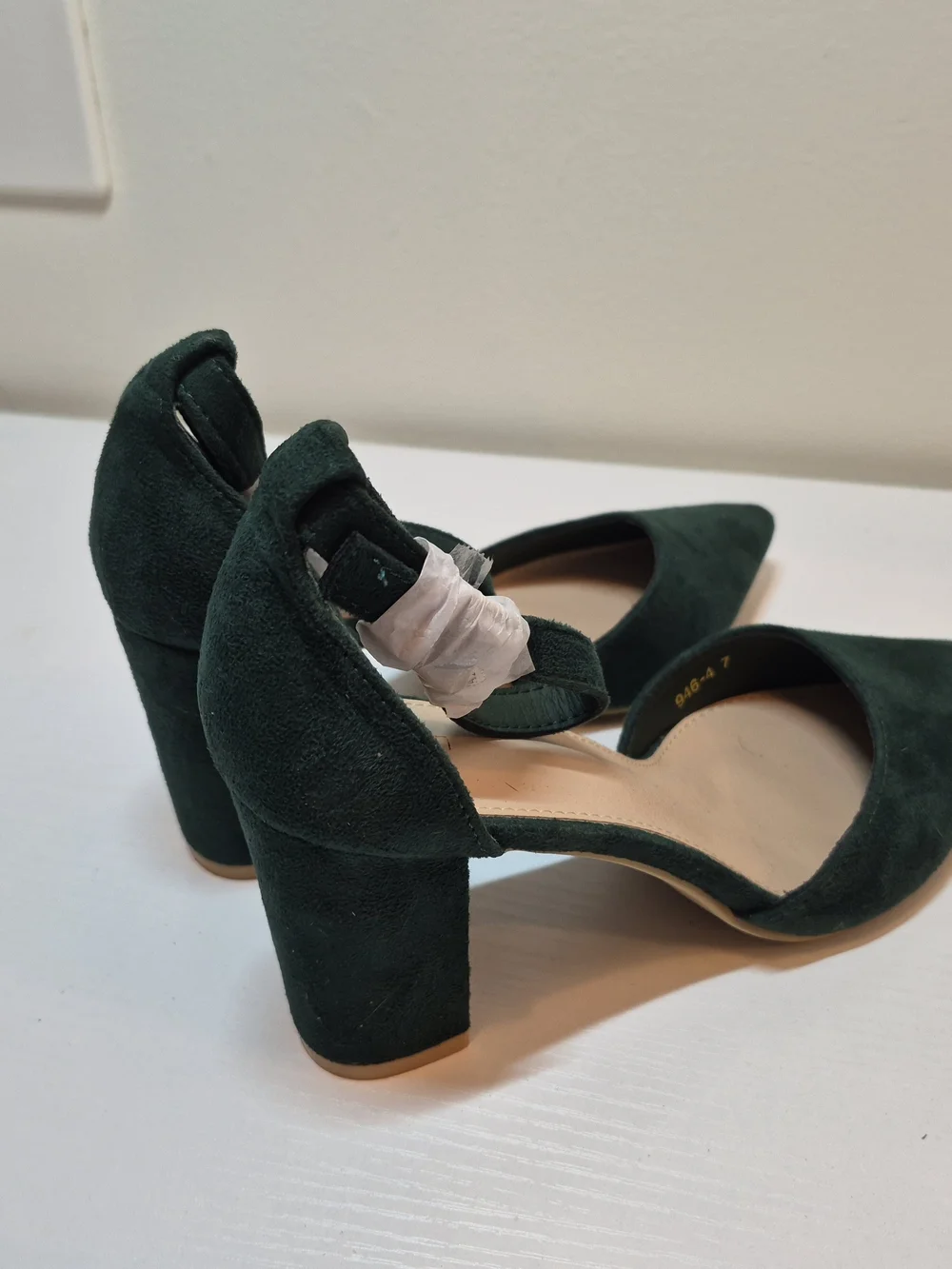 Women’s Pointed Block Heel Pumps in Dark Green